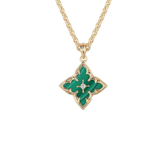 Émeraude Clover Collier à Pendentif | Or
