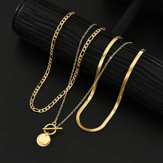 Savira Textured Coin Superposé Collier | Or