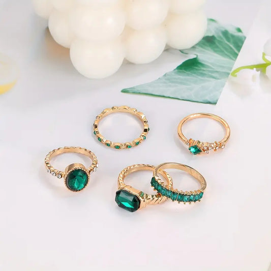 Or Émeraude Bague Set