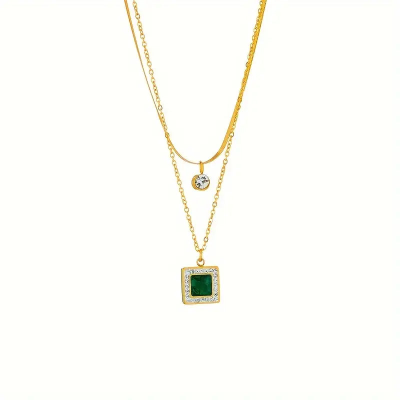 Or Émeraude Superposé Collier