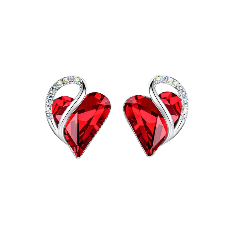 Infini Cœur Rubis Boucles d'Oreilles | Or Blanc