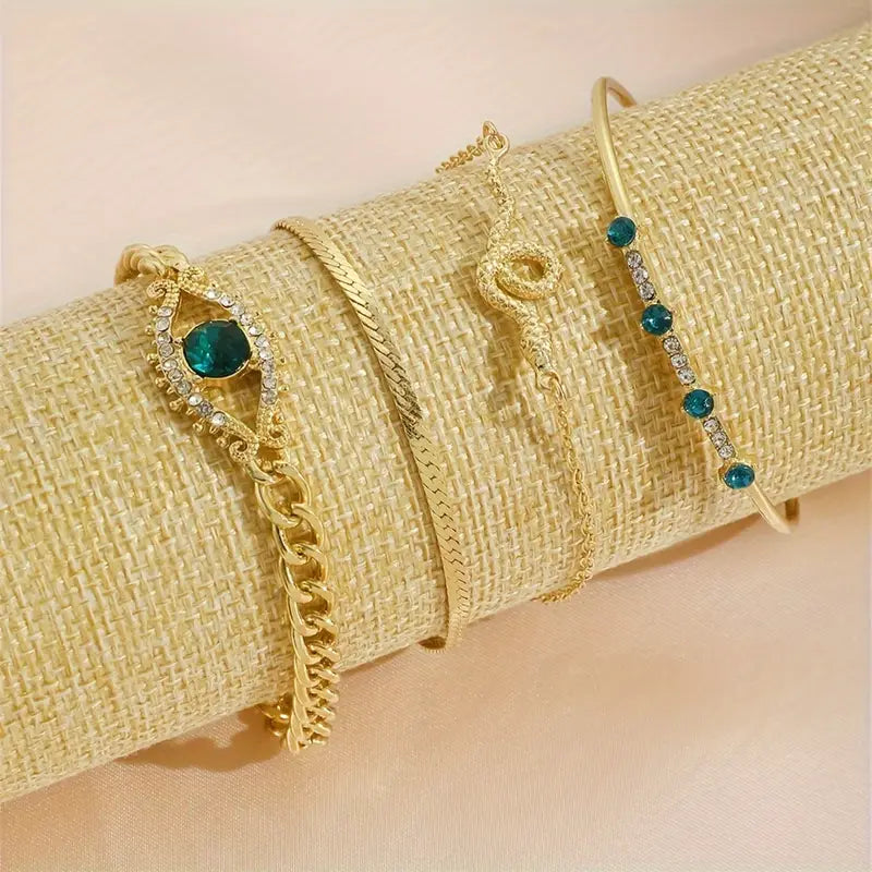Or Émeraude Bracelet à Breloques Set