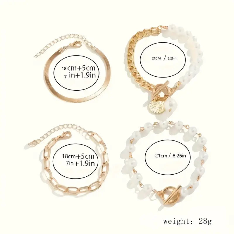 Premium Superposé Perle Bracelet Set