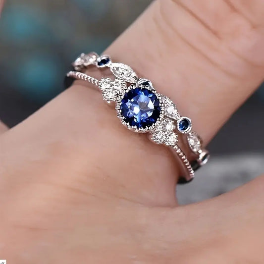 Sapphriel Bague Couronne Set | Or Blanc