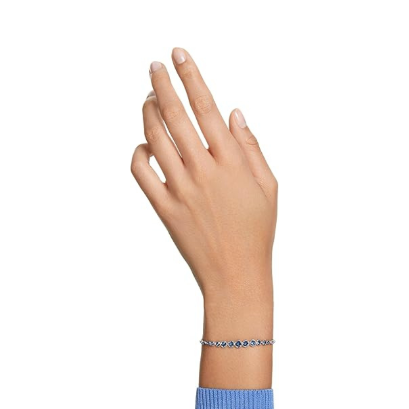 Taille Ronde Saphir Bracelet Tennis | Or Blanc