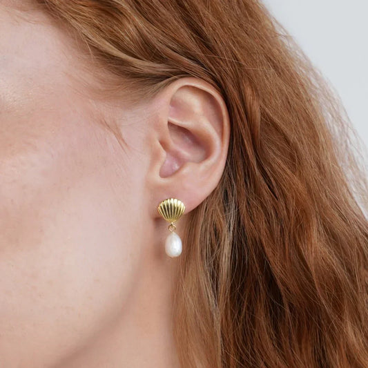 Or Shell Perle Boucles d'Oreilles