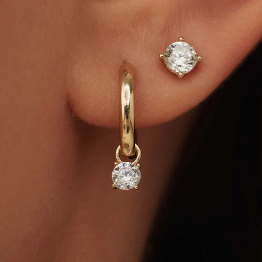 Larmes de Lune Pierre Boucles d'Oreilles Set | Or