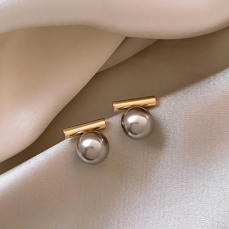 Or Barre Perle Puces d'Oreilles