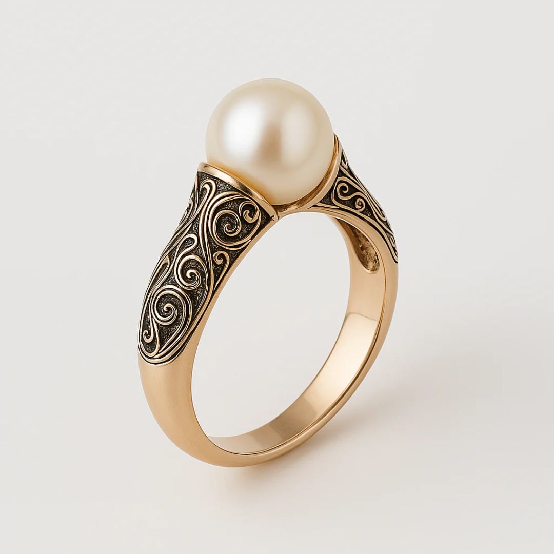 Or Filigrane Perle Bague