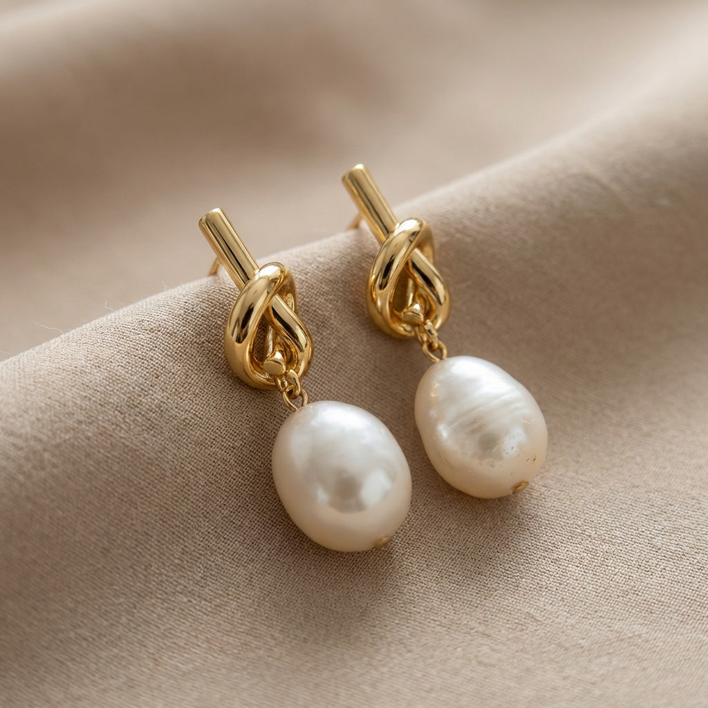 Knotted Perle Elegance Boucles d'Oreilles
