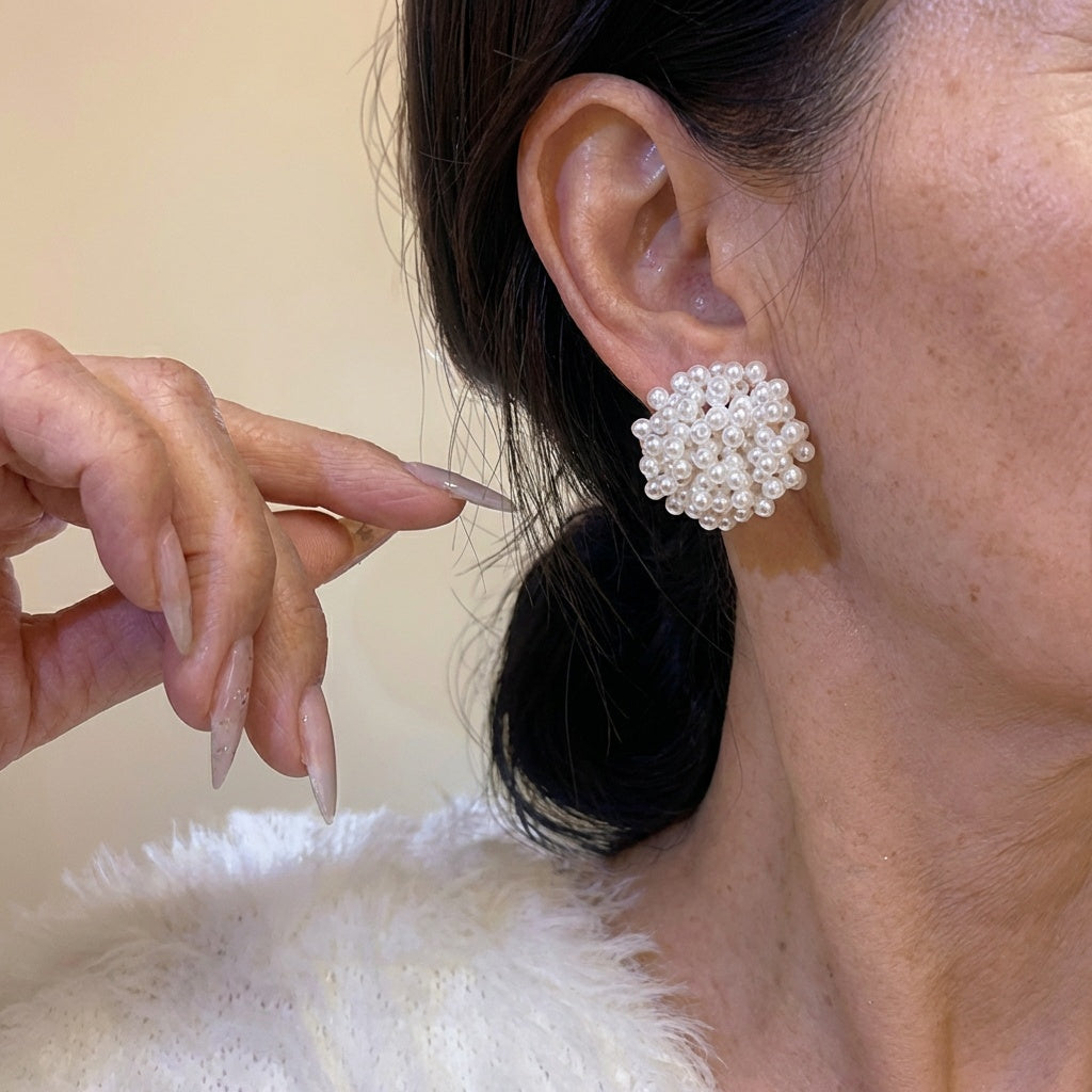 Élégant Incrusté Perle boucles d'oreilles