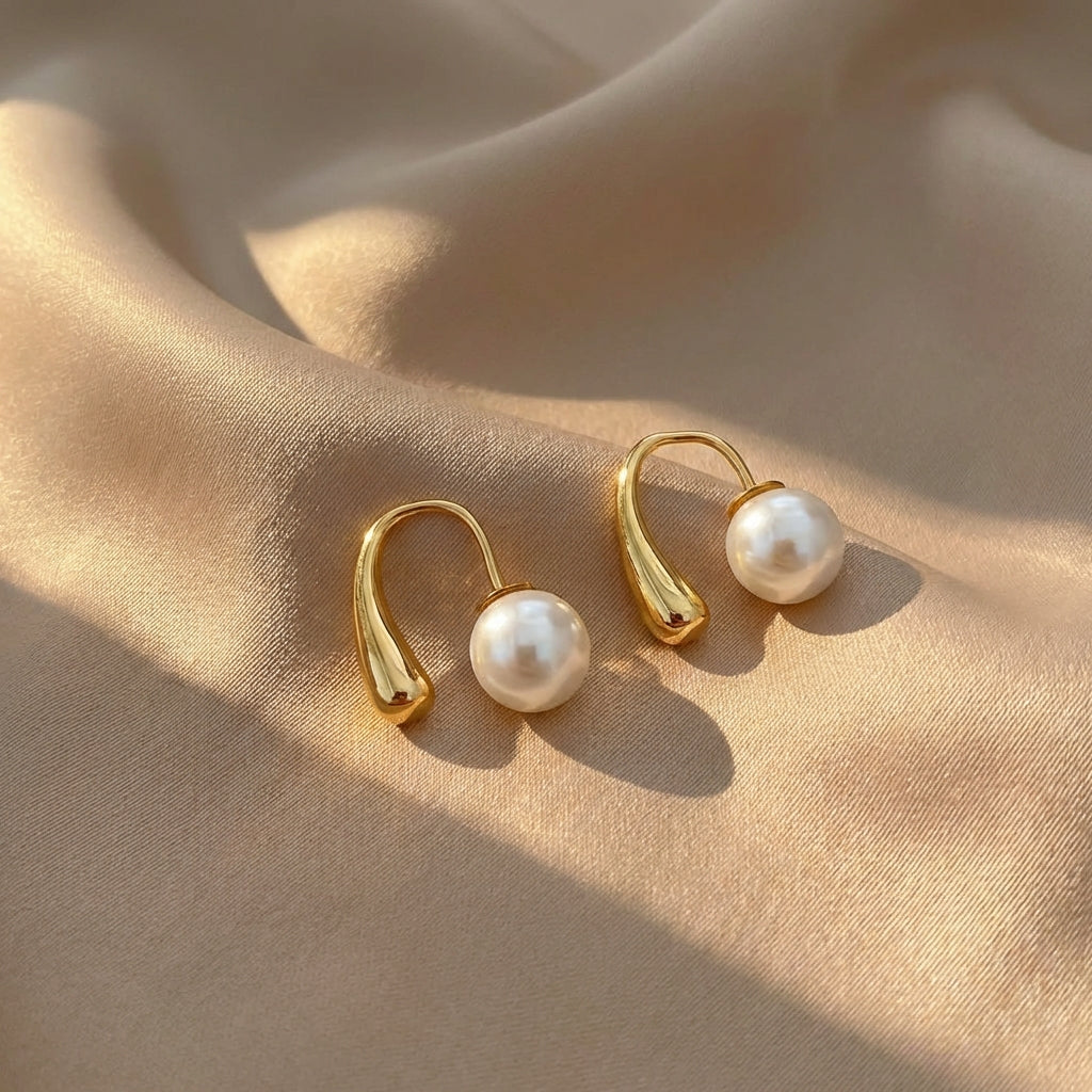 Minimaliste Arc Perle boucles d'oreilles
