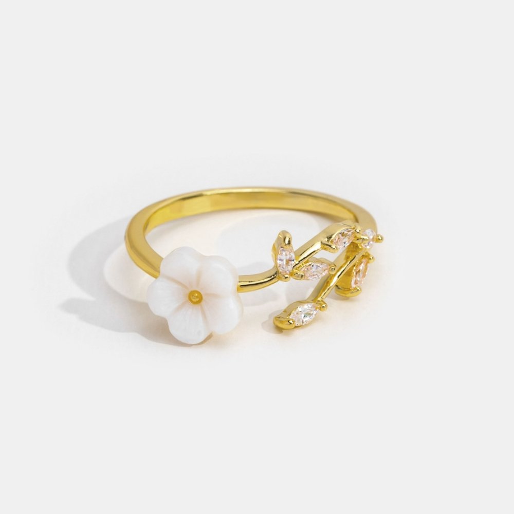Or Floral et Leaf Bague Ouverte