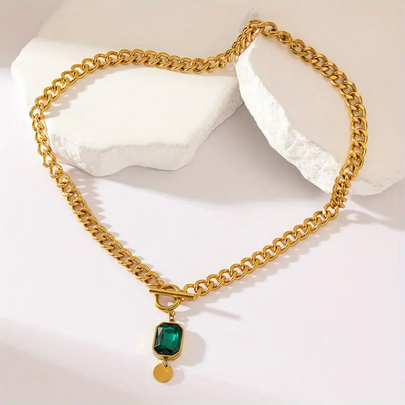 Or Émeraude Collier Chaîne