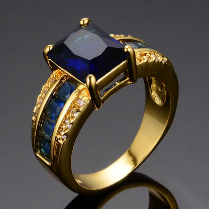 Or Saphir Square-Cut Bague