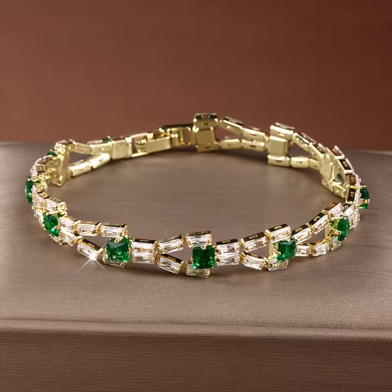 Verde Maillon Bracelet Tennis | Or