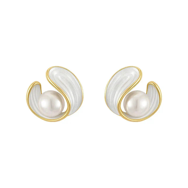 Or Swirl Perle Puces d'Oreilles