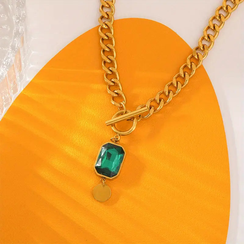Or Émeraude Collier Chaîne