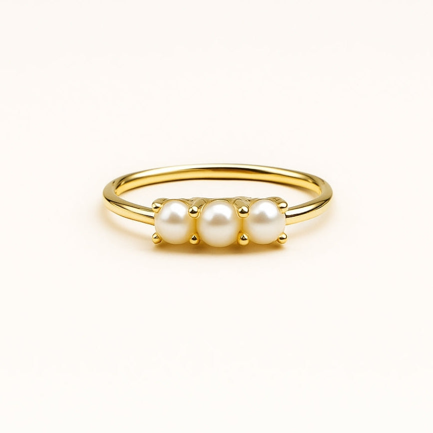 Triple Perle Or Bague
