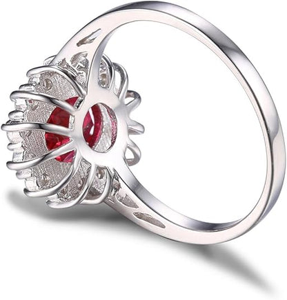 Classique Rubis Halo Bague | Or Blanc