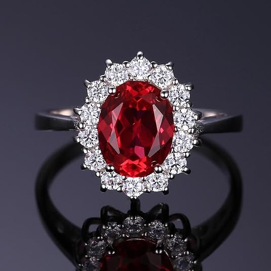 Classique Rubis Halo Bague | Or Blanc