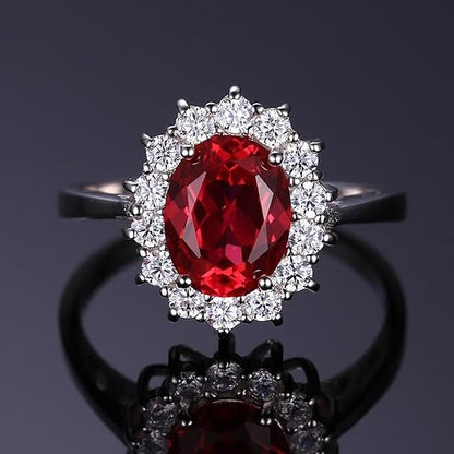 Classique Rubis Halo Bague | Or Blanc