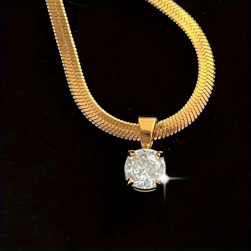 Élégant Rhinestone Collier à Pendentif | Or