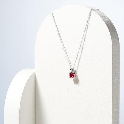 Taille Ronde Rubis Collier | Or Blanc