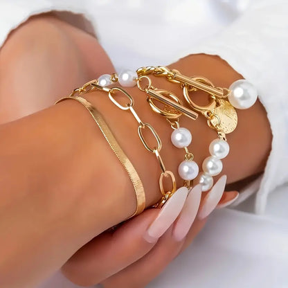 Premium Superposé Perle Bracelet Set