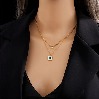Or Émeraude Superposé Collier