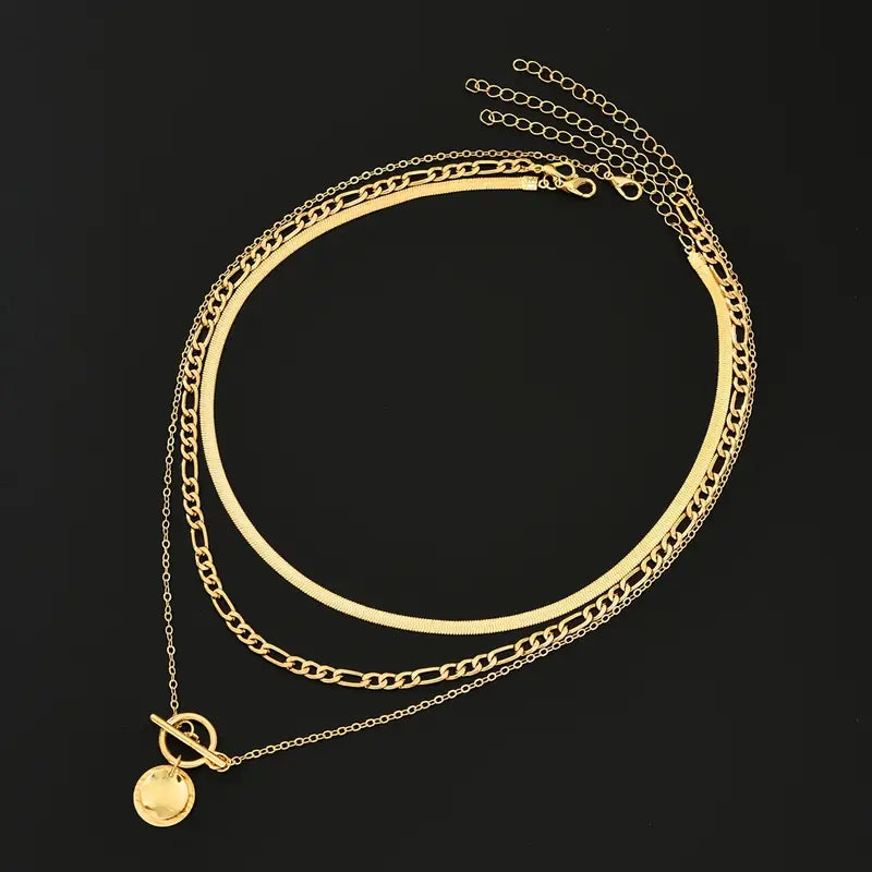 Savira Textured Coin Superposé Collier | Or