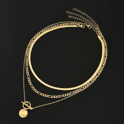 Savira Textured Coin Superposé Collier | Or