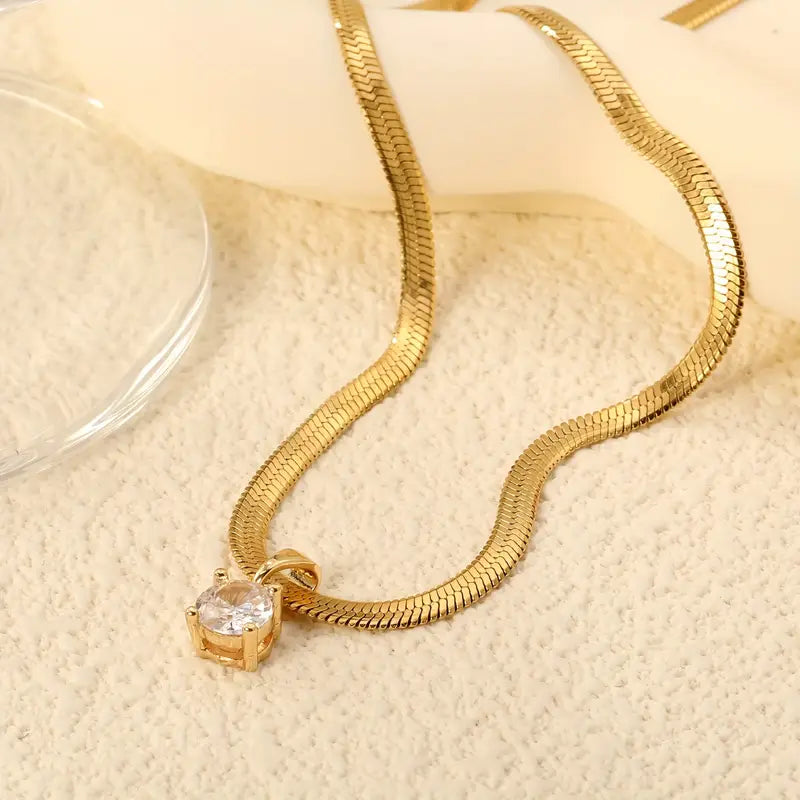 Élégant Rhinestone Collier à Pendentif | Or