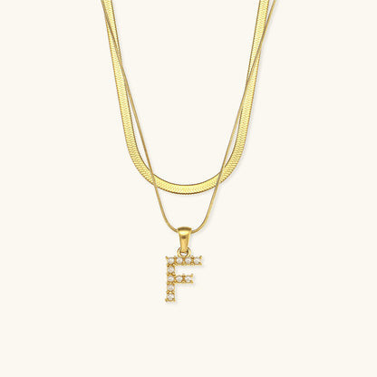 Fiona Superposé Or Initiale Lettre Collier