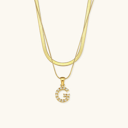 Fiona Superposé Or Initiale Lettre Collier