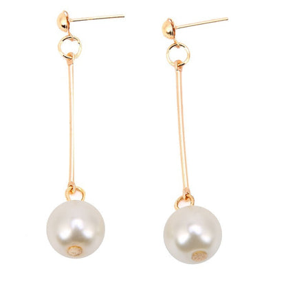Or Long Perle Boucles d'Oreilles Pendantes