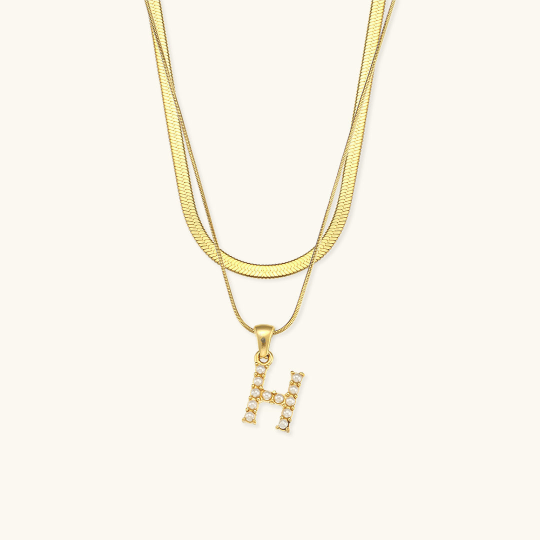Fiona Superposé Or Initiale Lettre Collier