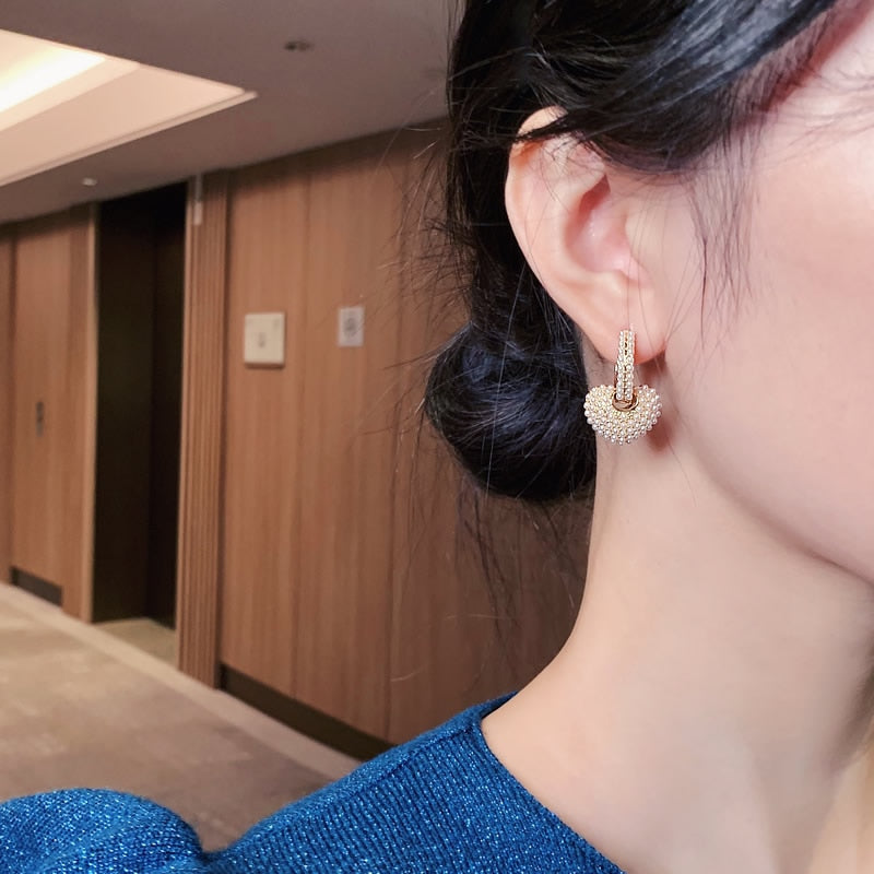 Cœur Perle Boucles d'Oreilles