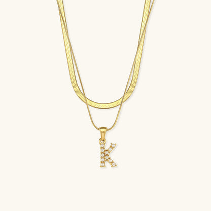 Fiona Superposé Or Initiale Lettre Collier