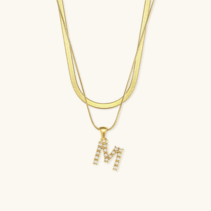 Fiona Superposé Or Initiale Lettre Collier