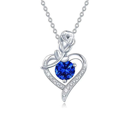 Saphir Rose Cœur Collier | Or Blanc