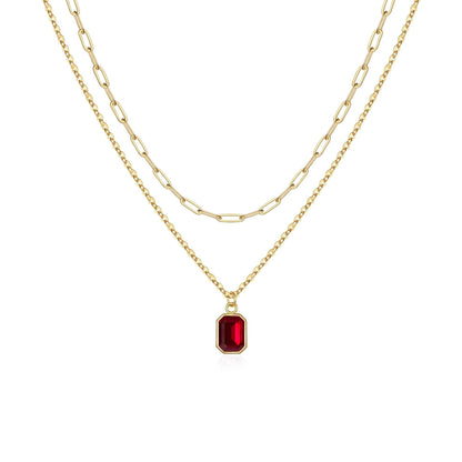 Paperclip Superposé Rubis Collier | Or