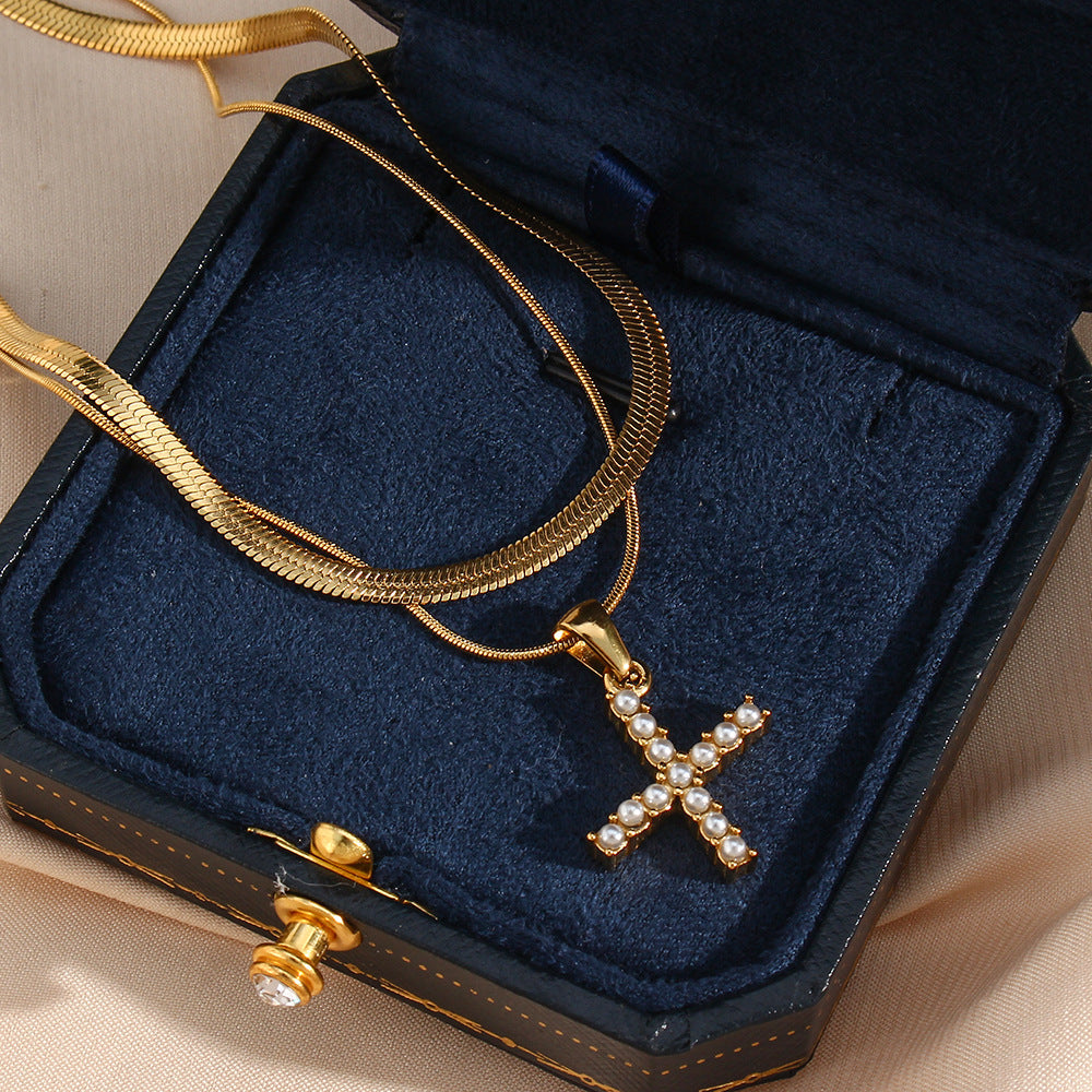 Fiona Superposé Or Initiale Lettre Collier