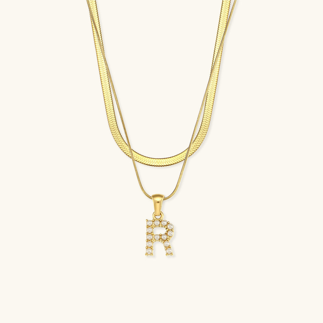 Fiona Superposé Or Initiale Lettre Collier