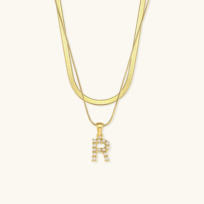 Fiona Superposé Or Initiale Lettre Collier