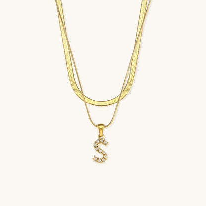 Fiona Superposé Or Initiale Lettre Collier