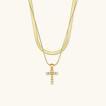 Fiona Superposé Or Initiale Lettre Collier