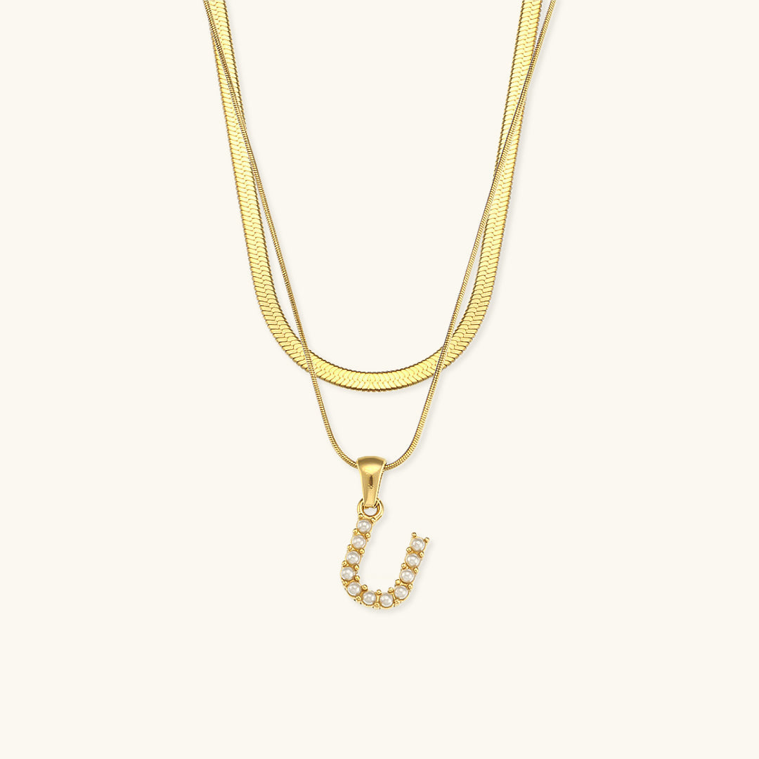 Fiona Superposé Or Initiale Lettre Collier