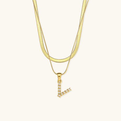 Fiona Superposé Or Initiale Lettre Collier