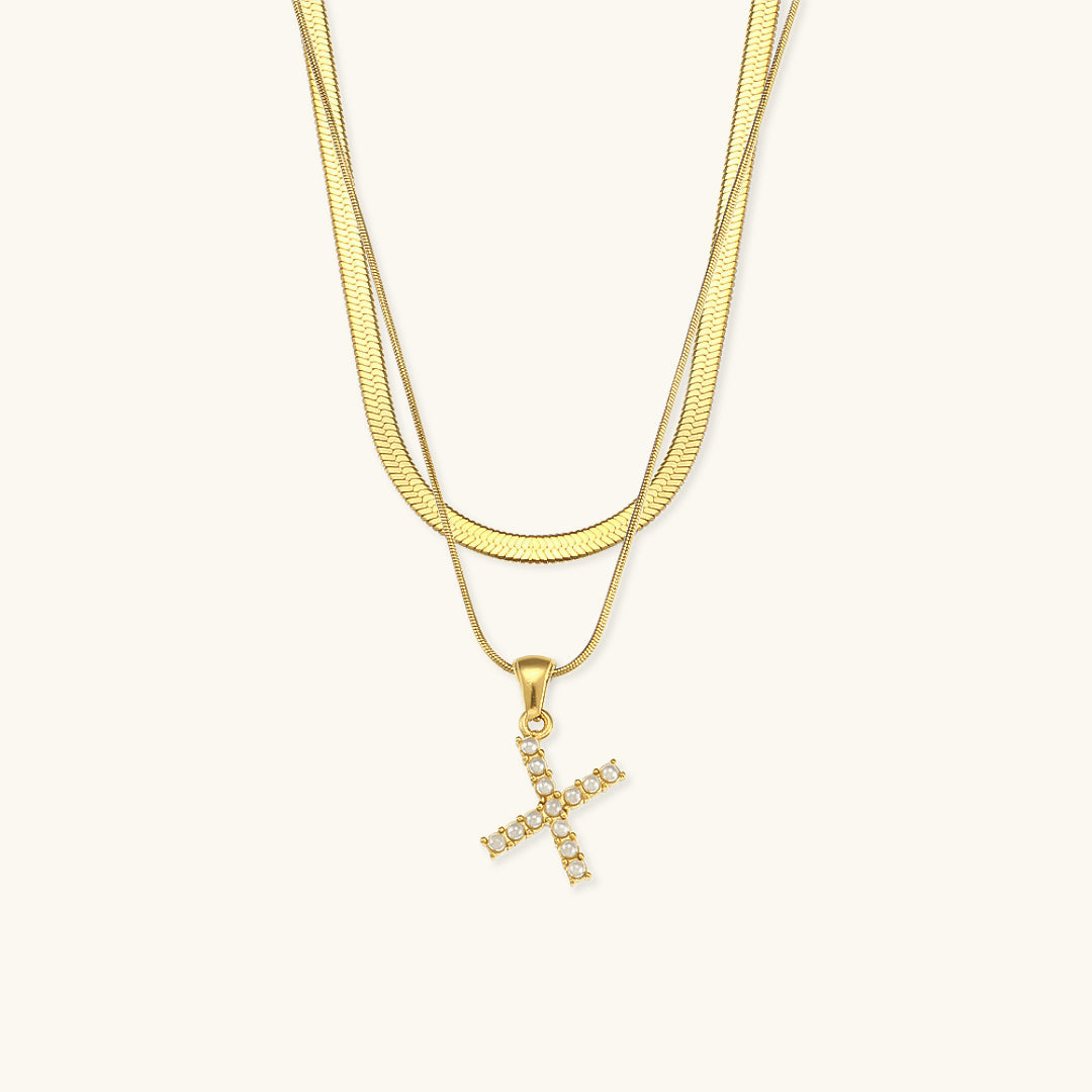 Fiona Superposé Or Initiale Lettre Collier